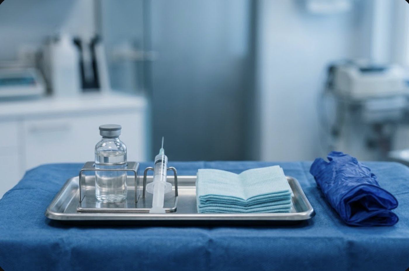 Material estéril de un solo uso preparado para una infiltración articular
